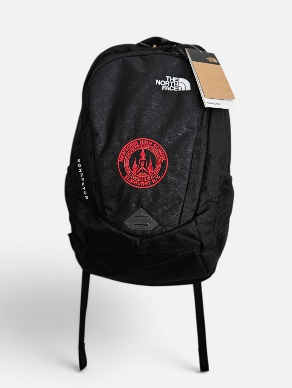 The North Face Black Connector Backpack with Red School Patch NEW